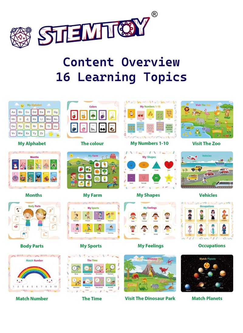 Quiet Book Busy Book for Toddlers, Montessori Homeschool Preschool STEM/ STEAM Educational Toy, Interactive Early Learning Activity, Sensory Cognitive Development Fine Motor Skills, Portable Washable Travel Gift for Babies Kids Boys Girls Ages 3-6 (Comprehensive Learning)