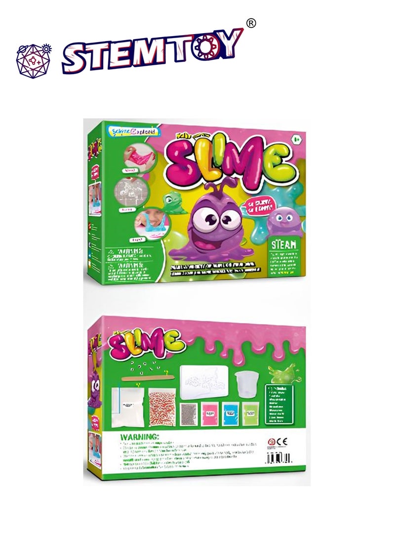 DIY Slime Science Experiment Kit for Kids – Make Non-Sticky Fluffy Slime with Cornstarch, Slime Powder & Glitter, Fun Hand-On STEM/ STEAM Chemistry Activity for Creative Crafting and Play