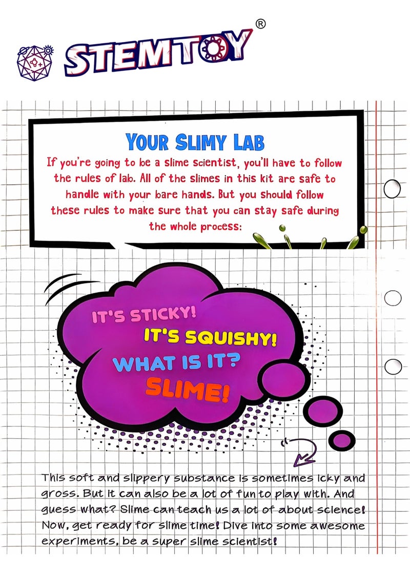 DIY Slime Science Experiment Kit for Kids – Make Non-Sticky Fluffy Slime with Cornstarch, Slime Powder & Glitter, Fun Hand-On STEM/ STEAM Chemistry Activity for Creative Crafting and Play