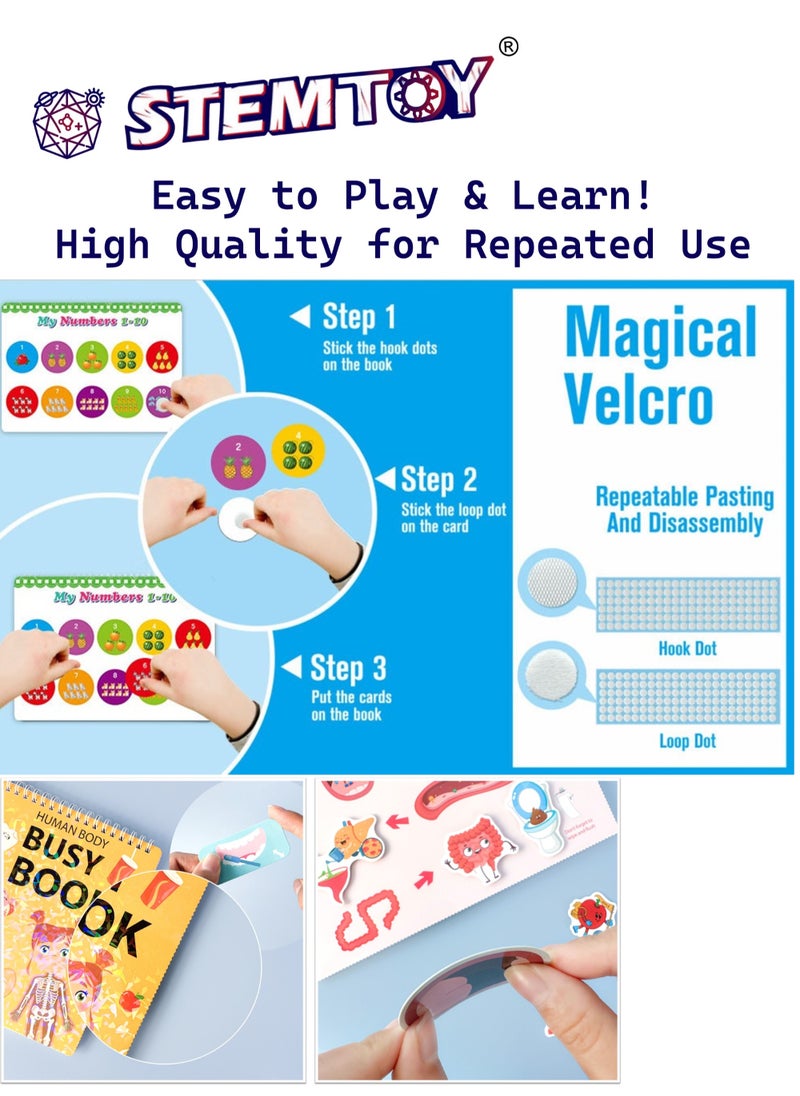 Quiet Book Busy Book for Toddlers, Montessori Homeschool Preschool STEM/ STEAM Educational Toy, Interactive Early Learning Activity, Sensory Cognitive Development Fine Motor Skills, Portable Washable Travel Gift for Babies Kids Boys Girls Ages 3-6 (Human Body Anatomy)