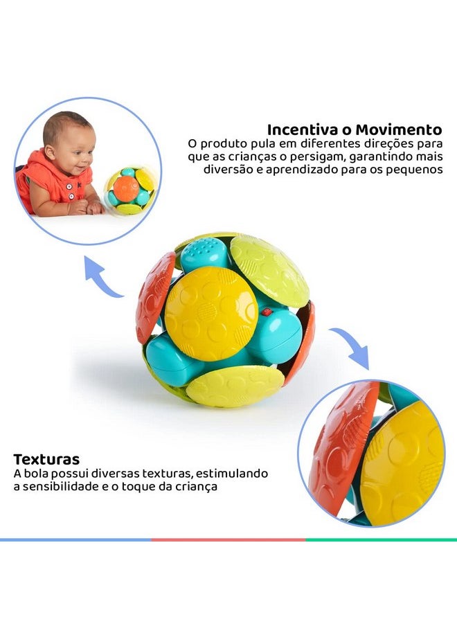 Bright Starts Wobble Bobble Activity Ball Toy, Baby & Toddler Crawl Toy, Interactive Sounds & Textures, Ages 3 Months+