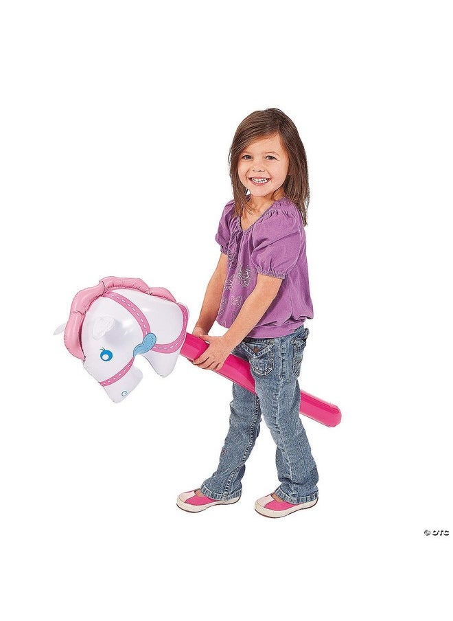 Fun Express Pony on a Stick Blow Up Horse Toy - Gift and Cowgirl Party Supplies