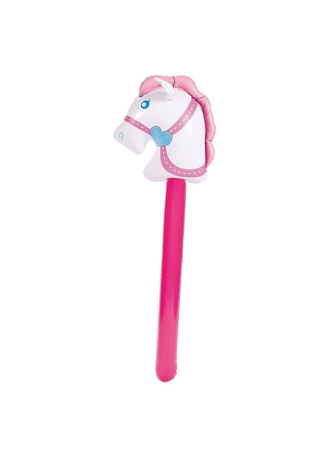 Fun Express Pony on a Stick Blow Up Horse Toy - Gift and Cowgirl Party Supplies