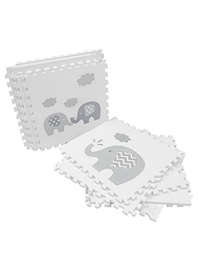 Tadpoles Elephant Print Play Mat Set, Grey, 16 Piece,
