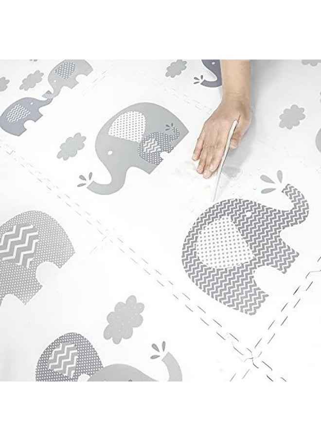 Tadpoles Elephant Print Play Mat Set, Grey, 16 Piece,