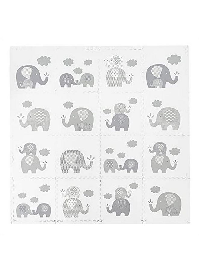 Tadpoles Elephant Print Play Mat Set, Grey, 16 Piece,