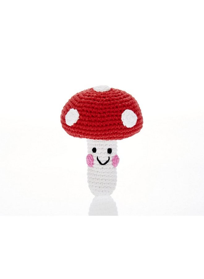 Pebble 200-005CR Fair Trade Handmade Crochet Cotton Red Toadstool Rattle 1 count