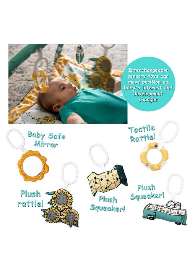 JumpOff Jo - Baby Gym Activity Center & Washable Play Mat - Includes 5 Early Development & Sensory Toys - Ideal for Infants Ages 3 Months or Older - Road Trip