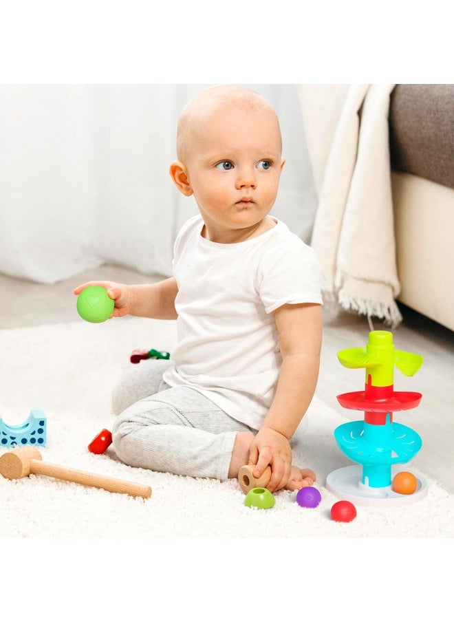 Lollipop Rainbow Ball Drop Tower: Baby Toys for Toddlers Includes 4 Balls - Stimulate Curiosity and Motor Skills with This Engaging Ball Drop Toys for Toddlers