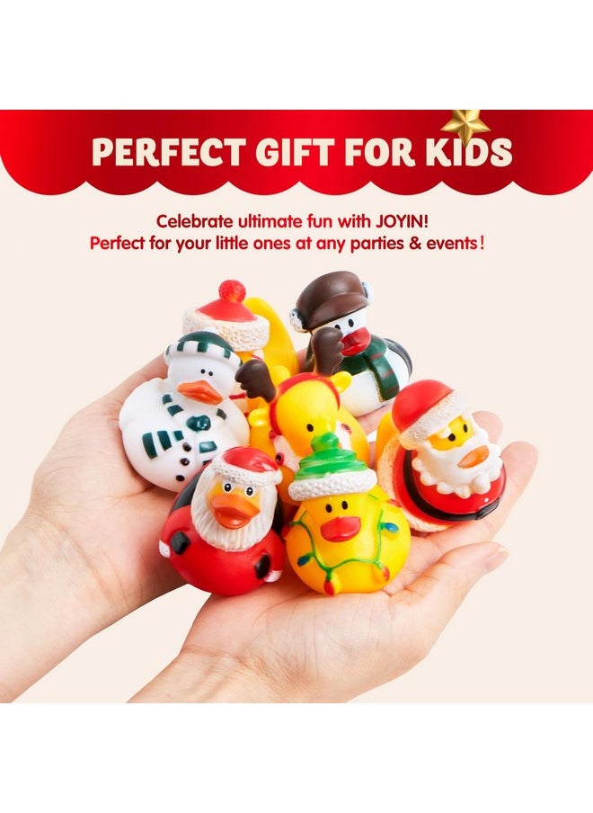 JOYIN 24 PCS Christmas Ducks for Christmas Stocking Stuffers, Xmas Rubber Duck Bath Toys for Kids Gift, Christmas Party Favor Novelty Duckies for Boys, Girls and Toddlers