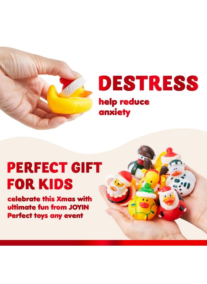 JOYIN 24 PCS Christmas Ducks for Christmas Stocking Stuffers, Xmas Rubber Duck Bath Toys for Kids Gift, Christmas Party Favor Novelty Duckies for Boys, Girls and Toddlers
