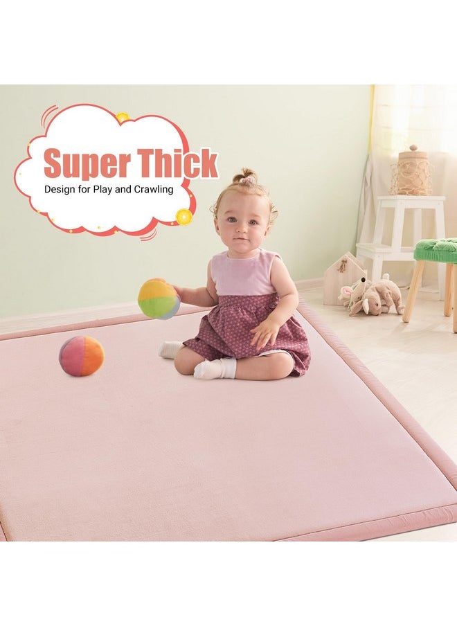 HOMBYS 1.2-Inch Thick Play Mat for Playpen 50x50, Memory Foam Baby Play Carpet Mat with Non-Slip Backing for Kids Toddler Crawling and Play, Super Soft Velvet Playmat for Nusery