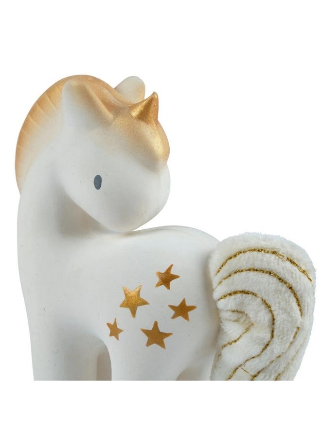 Tikiri Shining Stars Unicorn Organic Natural Rubber Rattle with Crinkle Wings