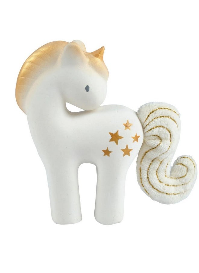 Tikiri Shining Stars Unicorn Organic Natural Rubber Rattle with Crinkle Wings