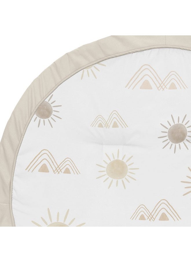 Sweet Jojo Designs Boho Desert Sun Taupe Playmat Tummy Time Infant Boy Girl Baby Play Mat Neutral Tan Beige Ivory Gold Cream Off White Bohemian Mountain Nature Outdoors Geometric Minimalist Sunshine