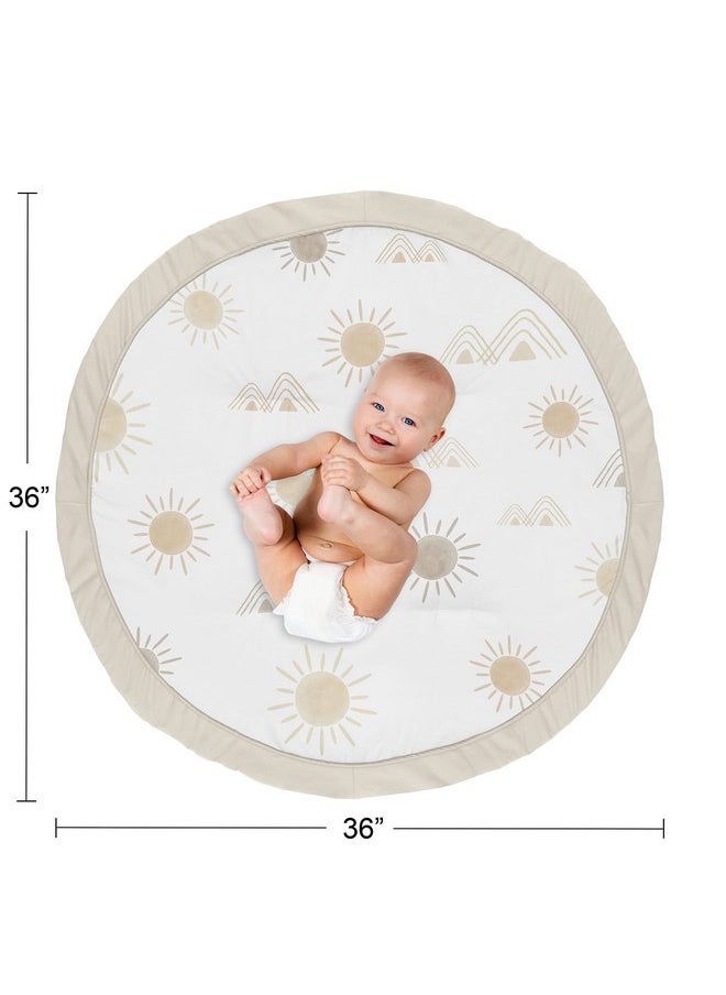 Sweet Jojo Designs Boho Desert Sun Taupe Playmat Tummy Time Infant Boy Girl Baby Play Mat Neutral Tan Beige Ivory Gold Cream Off White Bohemian Mountain Nature Outdoors Geometric Minimalist Sunshine