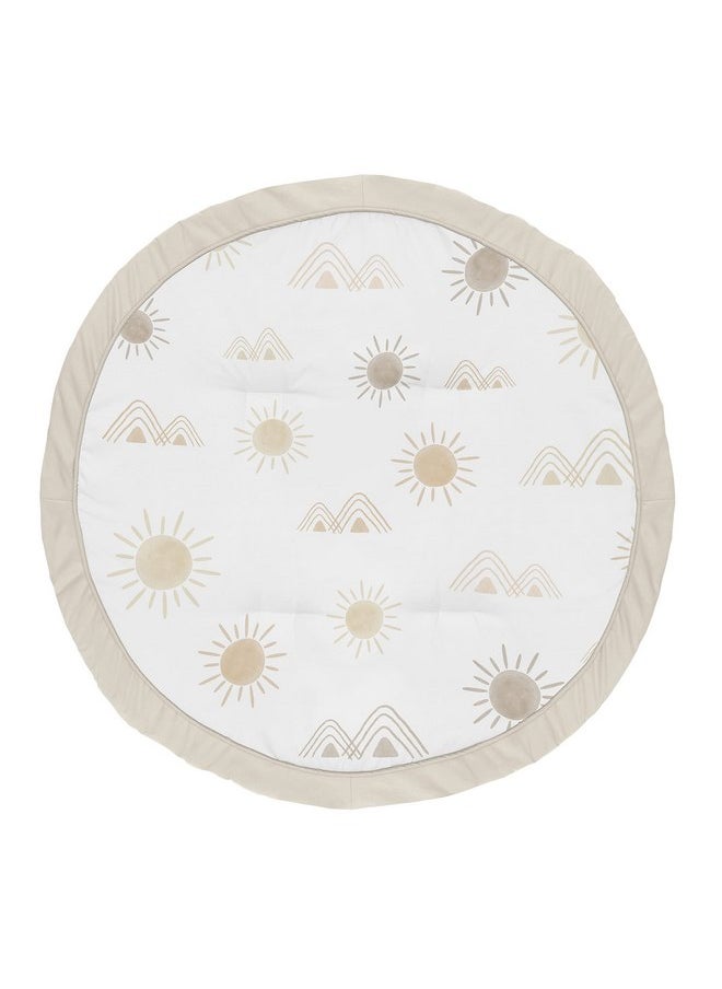 Sweet Jojo Designs Boho Desert Sun Taupe Playmat Tummy Time Infant Boy Girl Baby Play Mat Neutral Tan Beige Ivory Gold Cream Off White Bohemian Mountain Nature Outdoors Geometric Minimalist Sunshine