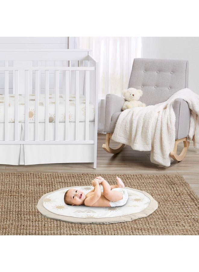 Sweet Jojo Designs Boho Desert Sun Taupe Playmat Tummy Time Infant Boy Girl Baby Play Mat Neutral Tan Beige Ivory Gold Cream Off White Bohemian Mountain Nature Outdoors Geometric Minimalist Sunshine