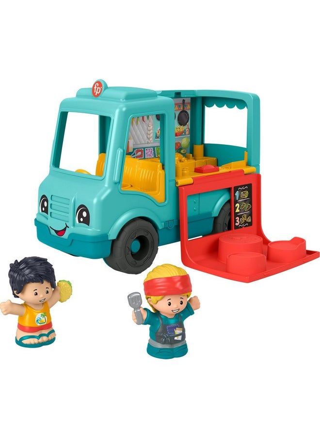 Fisher-Price Little People Musical Toddler Toy Serve It Up Food Truck Vehicle with 2 Figures for Pretend Play Kids Ages 1+ Years