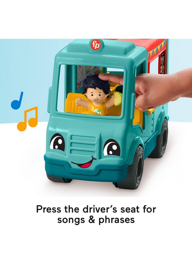 Fisher-Price Little People Musical Toddler Toy Serve It Up Food Truck Vehicle with 2 Figures for Pretend Play Kids Ages 1+ Years