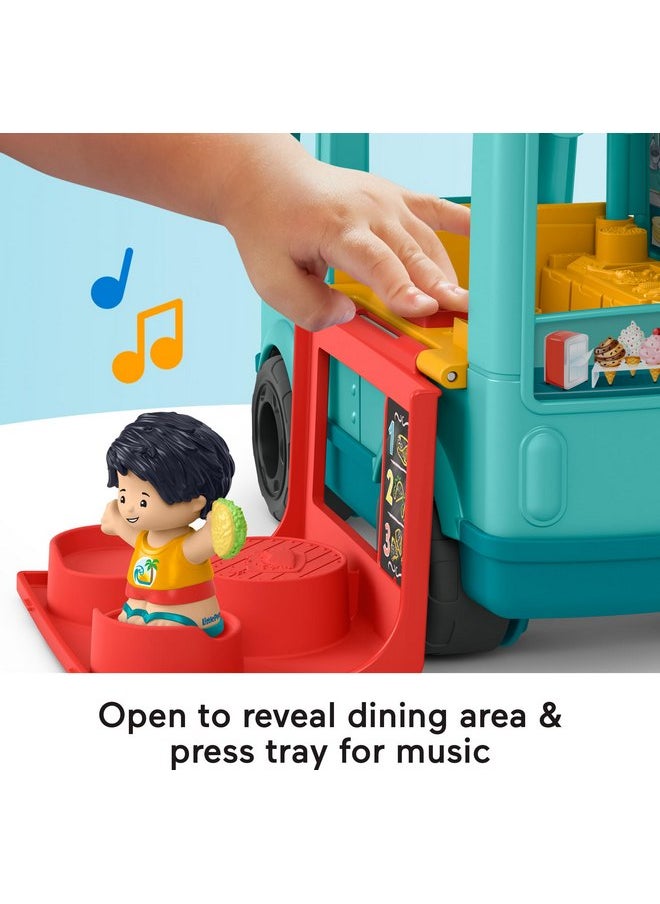 Fisher-Price Little People Musical Toddler Toy Serve It Up Food Truck Vehicle with 2 Figures for Pretend Play Kids Ages 1+ Years