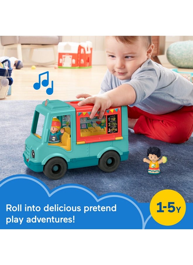 Fisher-Price Little People Musical Toddler Toy Serve It Up Food Truck Vehicle with 2 Figures for Pretend Play Kids Ages 1+ Years