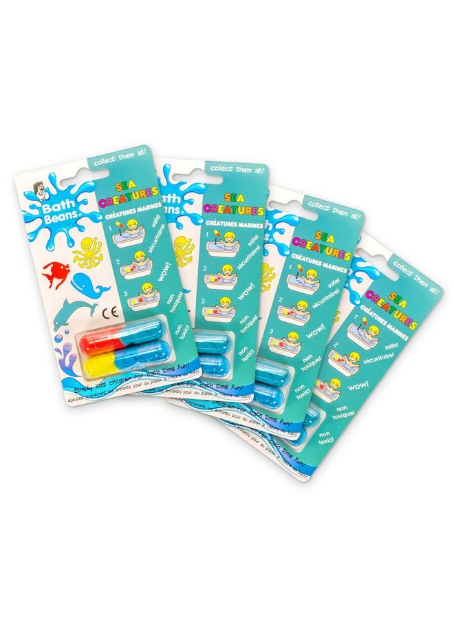 Sea Creatures Water Growing Bath Bean Toys for Children (4 Pack) [Educational & Learning Shower Bath Fun Amusement Toy for Kids, Safe & Best Growing Sea Creatures Capsules] Toy for Toddlers 3+ Years