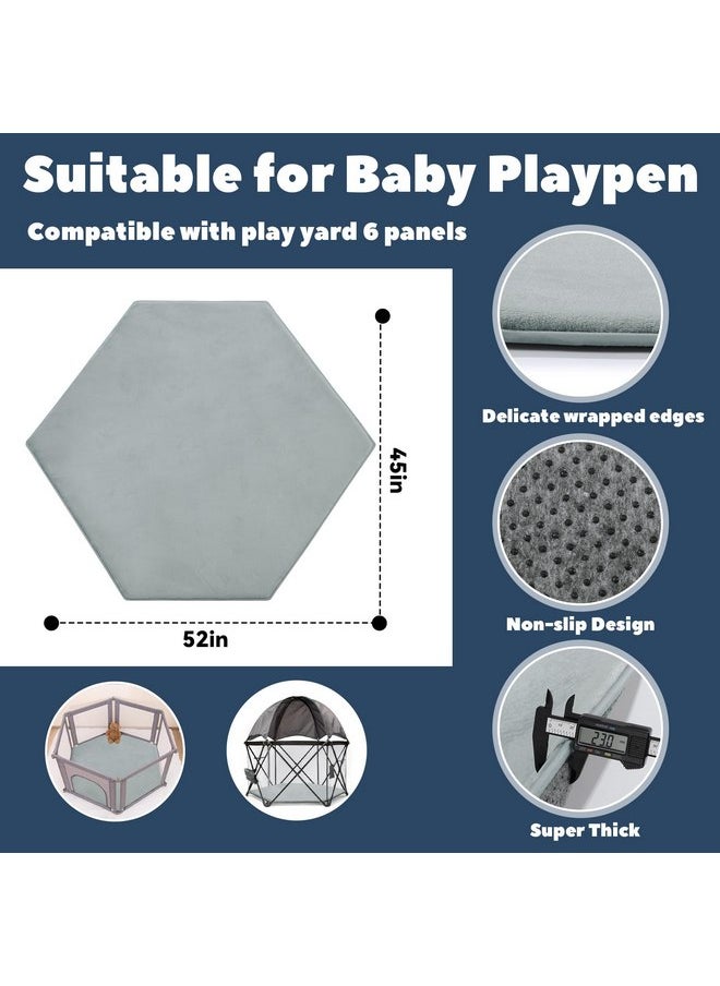 HOMBYS Hexagon Playpen Mat Memory Foam Baby Play Mat Compatible with Hexagon Baby Playpen, 45x52 Super Soft Velvet with Non-Slip Backing, Portable Play Mat for Kids Toddler Crawling & Play, Light Grey