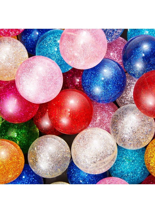 Shappy 60 Pcs Bouncy Balls 45 mm Glitter Bounce Ball Bulk with Storage Bag Large Bouncy Balls for Kids Goodie Bag Fillers Birthday Party Favors, Assorted Colors