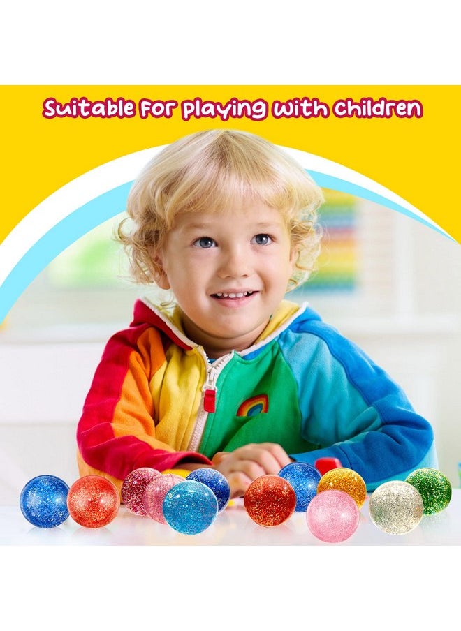 Shappy 60 Pcs Bouncy Balls 45 mm Glitter Bounce Ball Bulk with Storage Bag Large Bouncy Balls for Kids Goodie Bag Fillers Birthday Party Favors, Assorted Colors