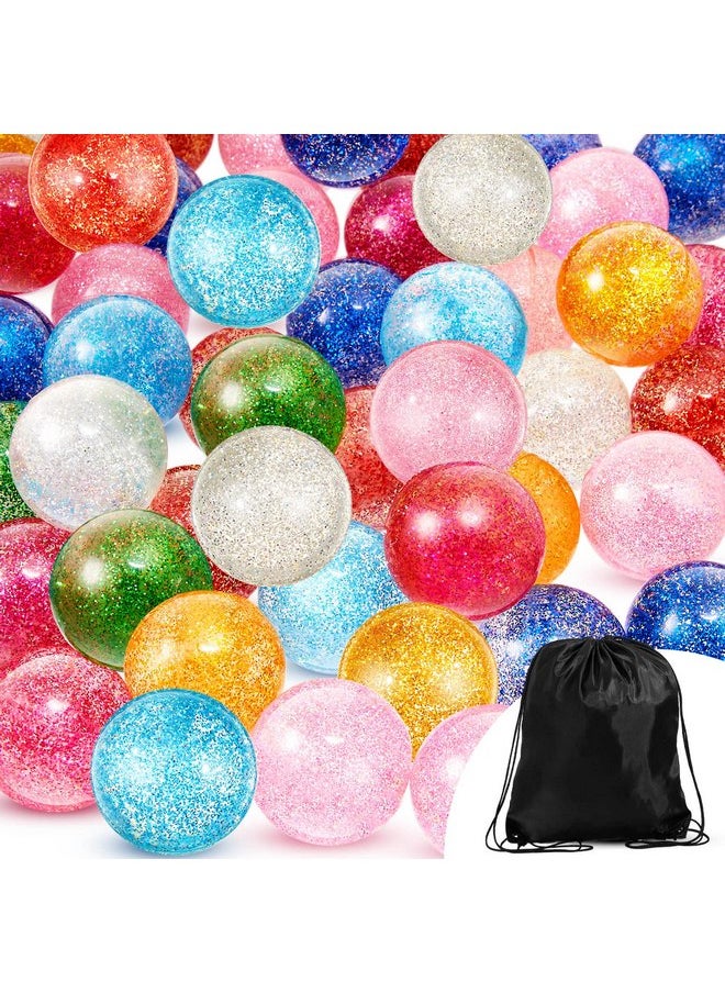 Shappy 60 Pcs Bouncy Balls 45 mm Glitter Bounce Ball Bulk with Storage Bag Large Bouncy Balls for Kids Goodie Bag Fillers Birthday Party Favors, Assorted Colors