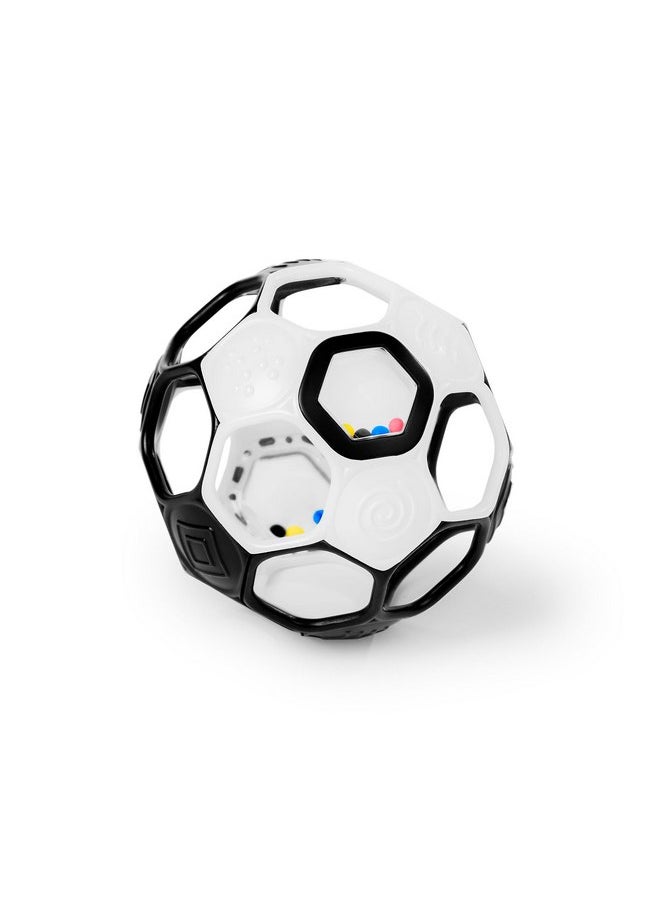 Bright Starts Oball Grippin' Goals Rattle Soccer Ball - Black & White, Easy-Grasp Toy for Newborn and Up