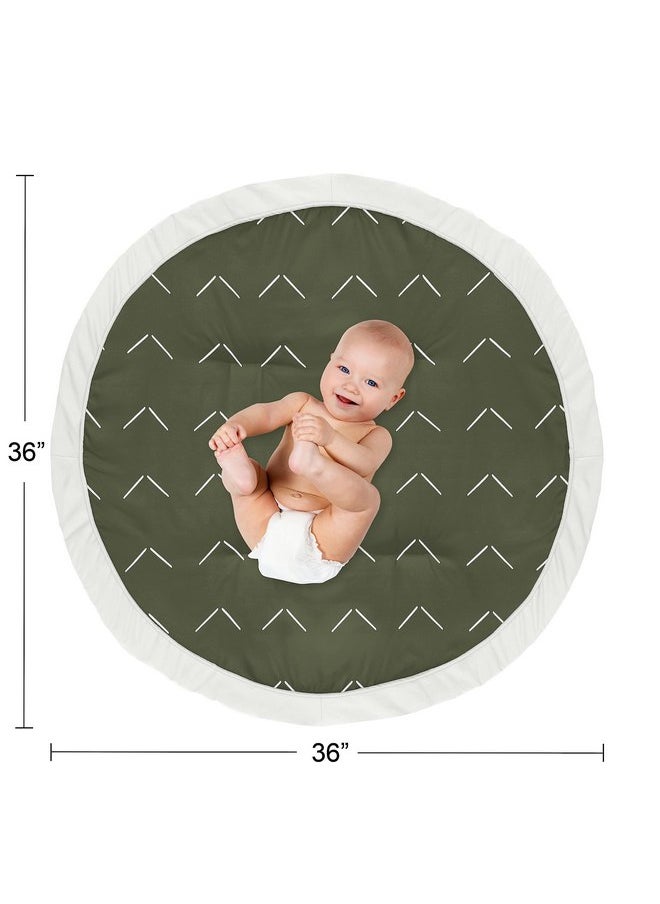 Sweet Jojo Designs Dark Green Boho Arrow Boy Girl Baby Play Mat Tummy Time Activity Infant Playmat Playpen Tent Teepee Floor Hunter Sage Modern Bohemian Gender Neutral Shabby Chic Designer Ivory Arrow
