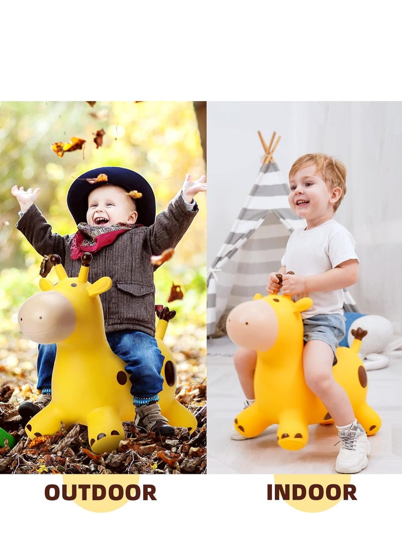 Giraffe Bouncy Horse Hopper Toys, Animals Jumping Inflatable Ride on Bouncer Hopping for Kids, Gifts for Toddlers Boys Girls 18 Months 2 3 4 5 6 Years Old, Yellow, 1 Pcs