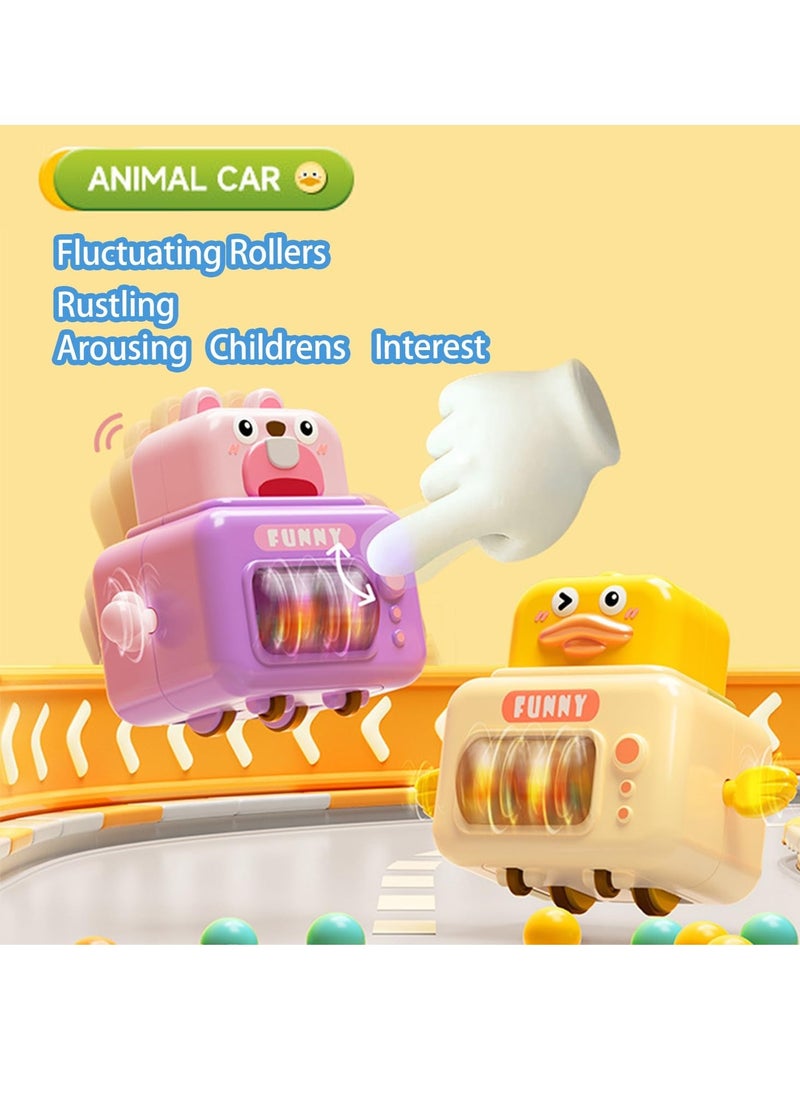 4 Pack Press and Go Cars Toys, Pull Back Cars Set, Infant Animal Cars, Push Go Friction Baby Toys, Infant Play Vehicle Set for Toddler 1-3 Boys and Girls