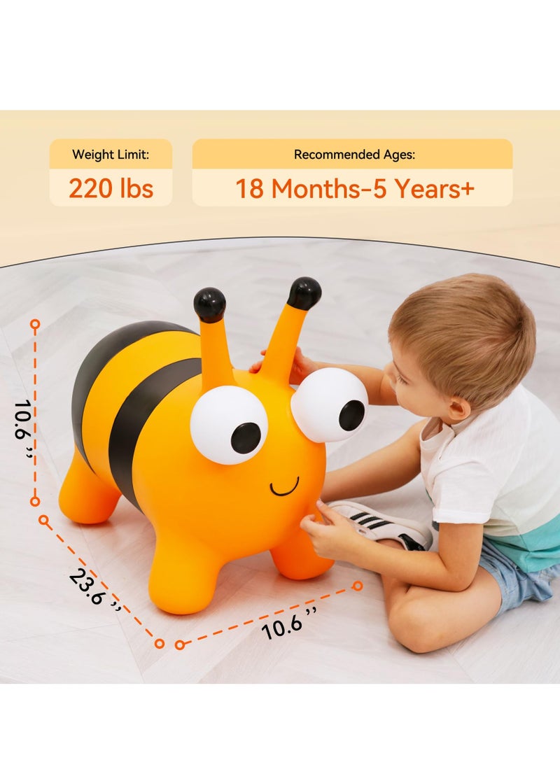 Bouncy Animals for Toddlers 1-8+, Bee Bouncy Horse for Toddlers 18 Months+, Inflatable Ride-On Bouncy Animal Hopper Toys, Easter Gift, Outdoor Indoor Soft Play Equipment (Pump Included)