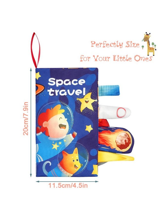 Vicloon Baby Books Toys, 2PCS Baby Books 6 to 12 Months, Touch and Feel Transport and Space Theme Crinkle Cloth Book, Tummy Time Soft Books Toys for Newborn Early Educational Toys