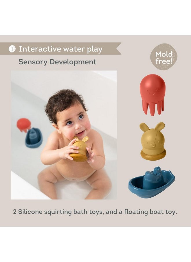 Taf Toys Bath Time Kit for Babies - Including Bath Book, Cotton Hooded Towel, Squeaking Bath Toys, Boat Toy - with 5-Piece Newborn Essentials, Baby Boy Bath Gift Set Baptism Gifts