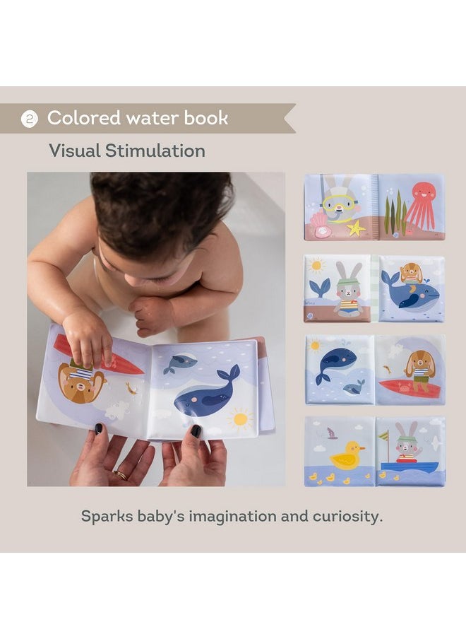 Taf Toys Bath Time Kit for Babies - Including Bath Book, Cotton Hooded Towel, Squeaking Bath Toys, Boat Toy - with 5-Piece Newborn Essentials, Baby Boy Bath Gift Set Baptism Gifts