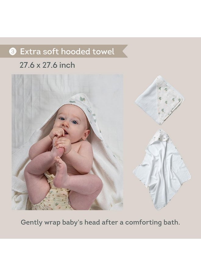 Taf Toys Bath Time Kit for Babies - Including Bath Book, Cotton Hooded Towel, Squeaking Bath Toys, Boat Toy - with 5-Piece Newborn Essentials, Baby Boy Bath Gift Set Baptism Gifts