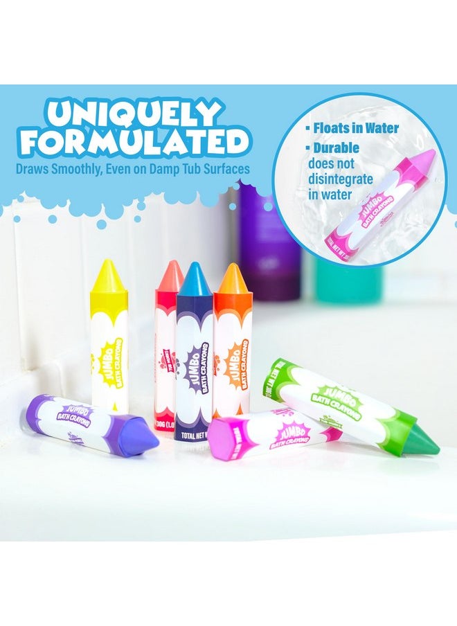 Tub Works® Smooth™ Jumbo Bath Crayons Bath Toy | Nontoxic, Washable Bath Crayons for Toddlers & Kids | Unique Formula Draws Smoothly & Vividly on Wet & Dry Tub Walls | Large, Easy-Grip Bathtub Crayons