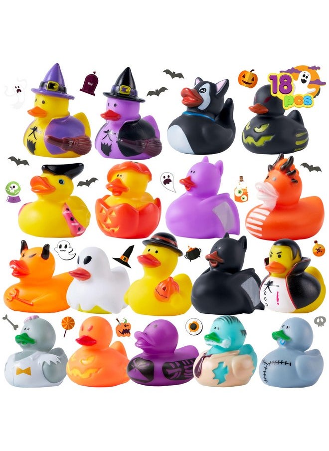JOYIN 18 PCS Halloween Rubber Ducks, Halloween Ducks for Halloween Goodie Bag Fillers, Rubber Duckies Baby Bath Toys for Halloween Party Favors Decorations, School Classroom Game Prizes
