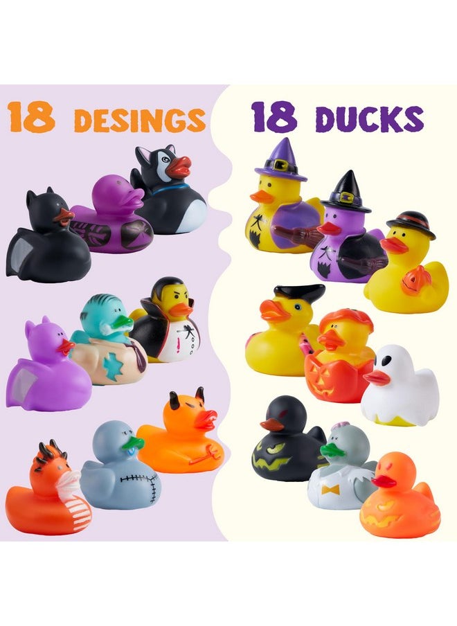 JOYIN 18 PCS Halloween Rubber Ducks, Halloween Ducks for Halloween Goodie Bag Fillers, Rubber Duckies Baby Bath Toys for Halloween Party Favors Decorations, School Classroom Game Prizes