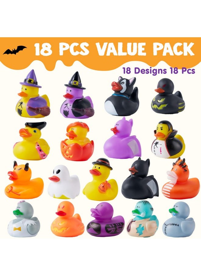 JOYIN 18 PCS Halloween Rubber Ducks, Halloween Ducks for Halloween Goodie Bag Fillers, Rubber Duckies Baby Bath Toys for Halloween Party Favors Decorations, School Classroom Game Prizes