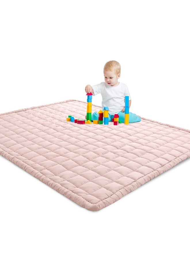 HOMBYS Soft Thick Play Mat for Playpen 50x50, Soft Quilted Baby Play Carpet Mat with Non-Slip Backing for Kids Toddler Crawling and Play, Machine Washable Playmat for Nursery, Pink