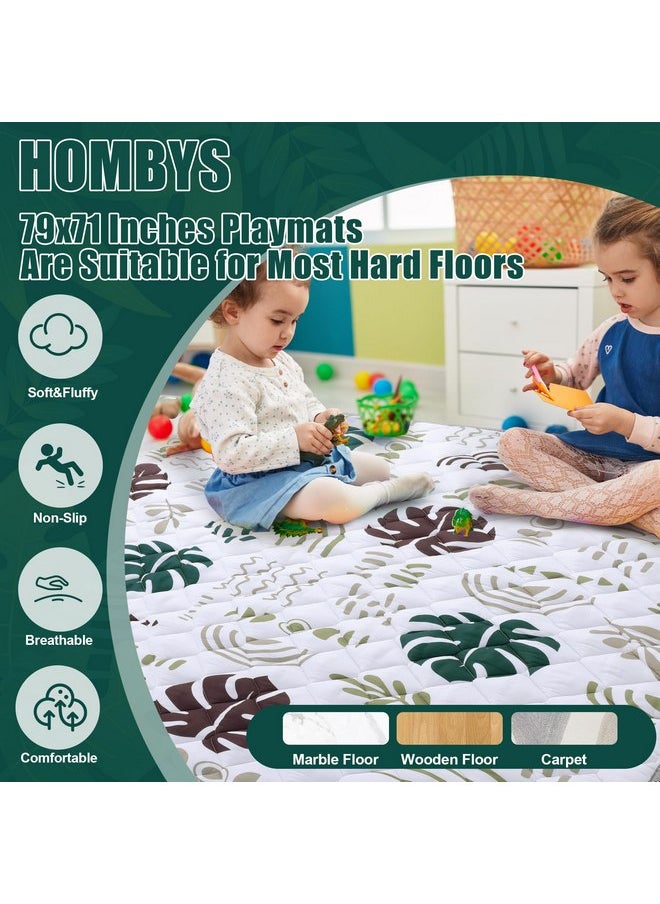 HOMBYS 71x79 Baby Play Mat for Floor, Thicken Play Mat for Playpen & PlayYard, Soft Padding Playmats for Baby & Toddlers Crawling & Playing, Foldable & Machine Washable Baby Crawling Mat, Boho Design