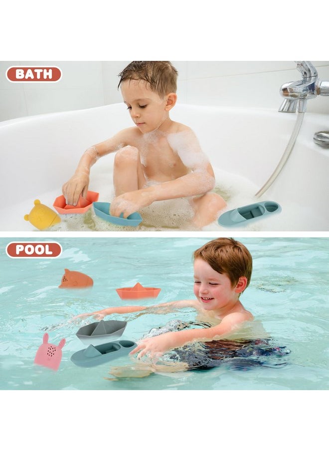 ArtCreativity Silicone Bath Toys for Babies - Set of 9 Mold Free Bath Toys - Bathtub Toys with 4 Animal, 4 Boat, and 1 Speedboat Design - Easy to Clean Bath Toys for Babies 6-18 Months
