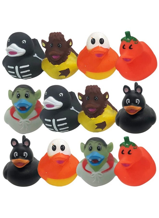 ArtCreativity Assorted Halloween Ducks for Jeeps (Pack of 12) - Variety of Mini Rubber Halloween Characters, Trick or Treat Supplies, Goodie Bag Fillers, Party Favors, Halloween Themed Bathtub Toys