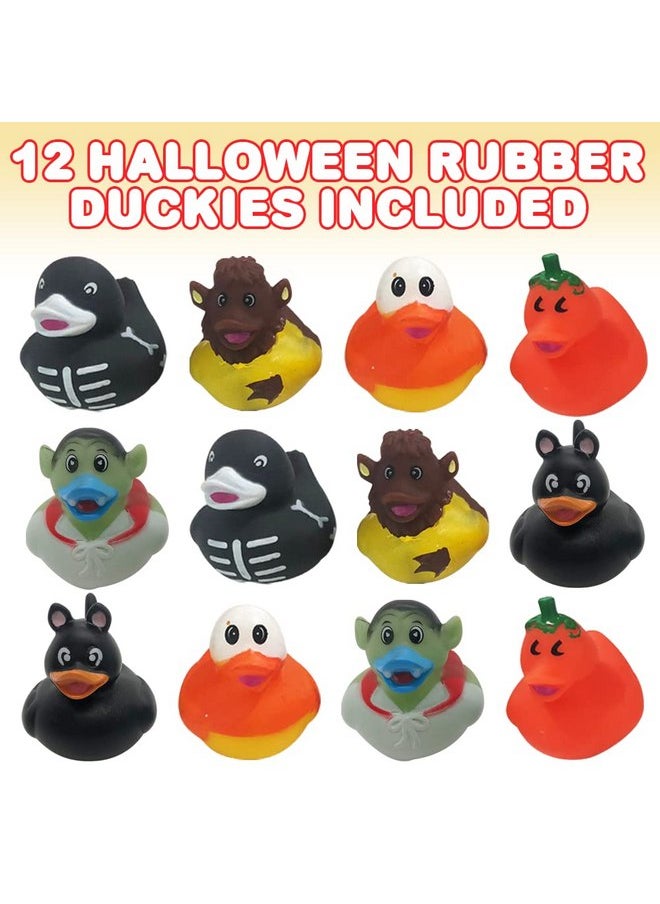 ArtCreativity Assorted Halloween Ducks for Jeeps (Pack of 12) - Variety of Mini Rubber Halloween Characters, Trick or Treat Supplies, Goodie Bag Fillers, Party Favors, Halloween Themed Bathtub Toys
