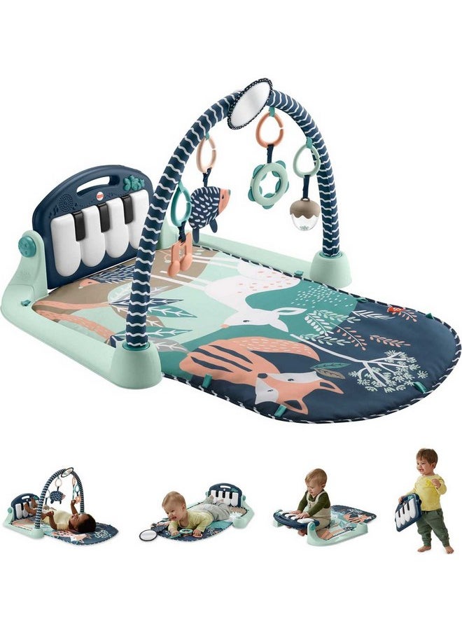 Fisher-Price Baby Playmat Kick & Play Piano Gym with Musical and Sensory Toys for Newborn to Toddler, Navy Fawn